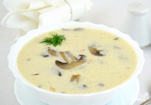 Суп грибной с плавленым сыром
