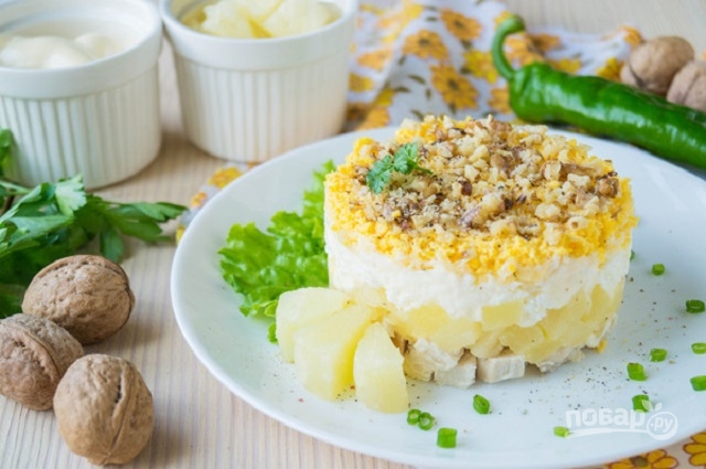 Салат с ананасом и курицей и сыром рецепт с пошагово Салат с ананасом и курицей и сыром рецепт с пошагово