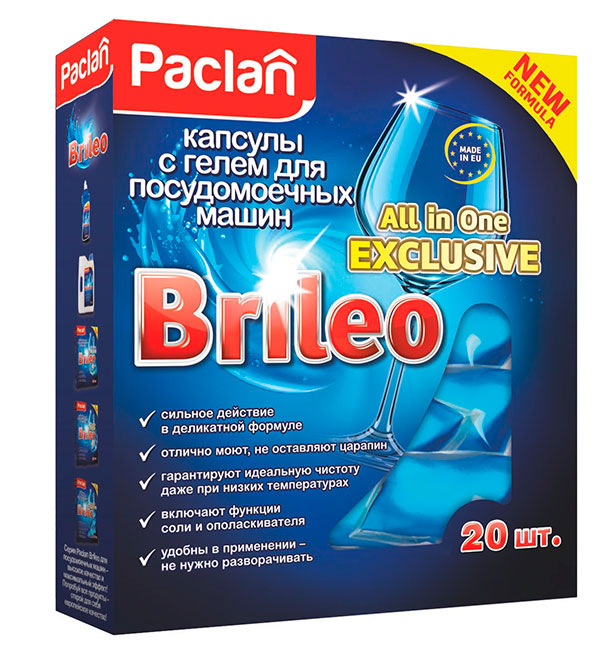 Продукты для посудомоечных машин Paclan Brileo
