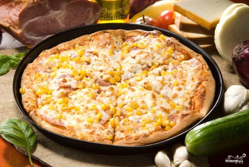 Рецепт Пицца с кукурузой и ветчиной