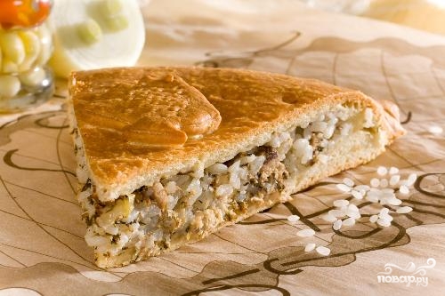 Пирог с рыбной консервой и рисом рецепт с фото на Повар.ру