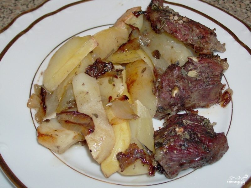 рецепт мясо картошка овощи в духовке рецепт с фото