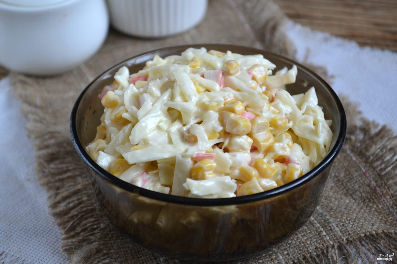 Салат с крабовыми палочками и капустой пошаговый рецепт