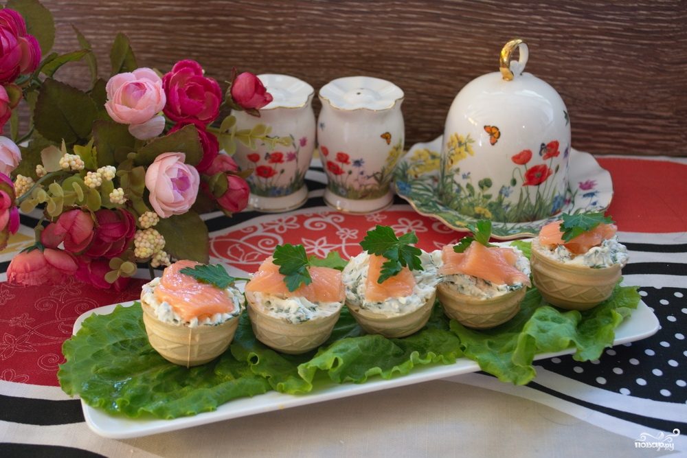 Тарталетки с творожным сыром и семгой пошаговый рецепт с