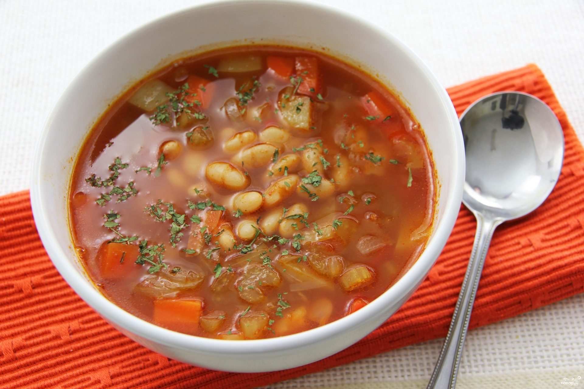 Рецепт овощного супа с фасолью