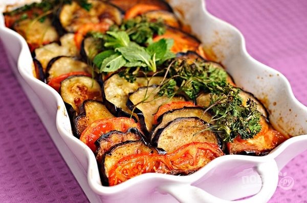 картофель с баклажанами и помидорами в духовке рецепт