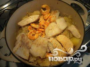 Морепродукты с квашеной капустой