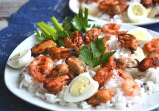 Теплый салат из морепродуктов