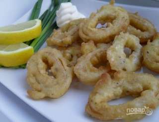 Кальмары кольцами в кляре
