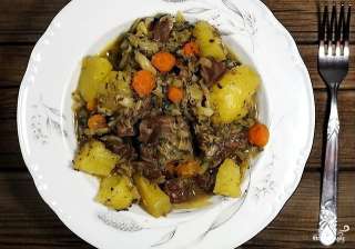 Тушеное сердце с картошкой