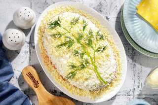 Салат Мимоза с сайрой