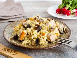 Плов из булгура с грибами