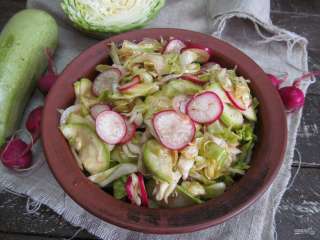 Салат по-корейски из капусты с редисом и кабачком 
