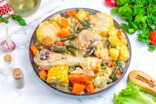 Курица в кефире с овощами