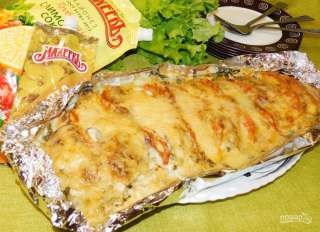 Запеченный палтус с майонезом