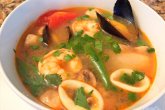 Суп с морепродуктами на овощном бульоне