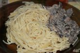 Спагетти со сливками и грибами