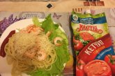 Спагетти с креветками и кетчупом "Махеевъ"