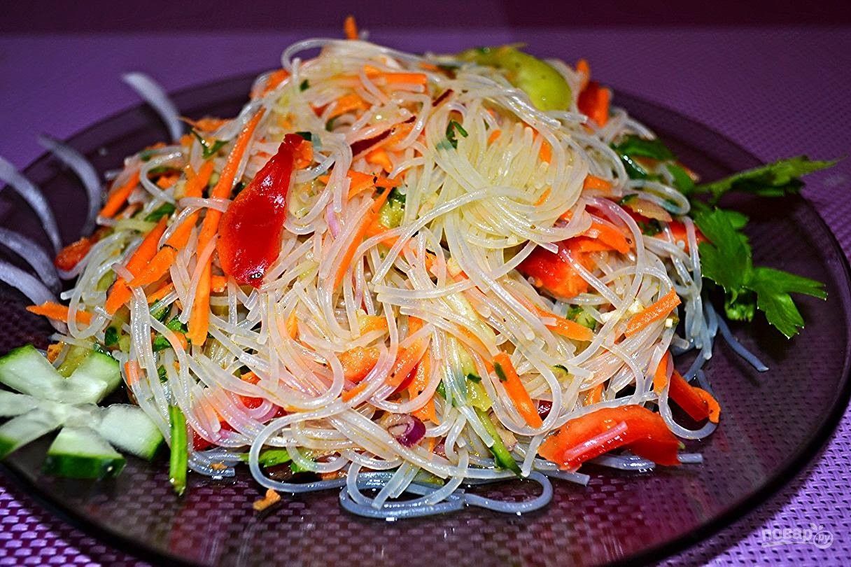 Салат фунчоза с овощами рецепт с фото пошагово