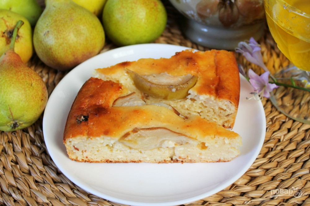 Пирог яблоко груша творог с фото