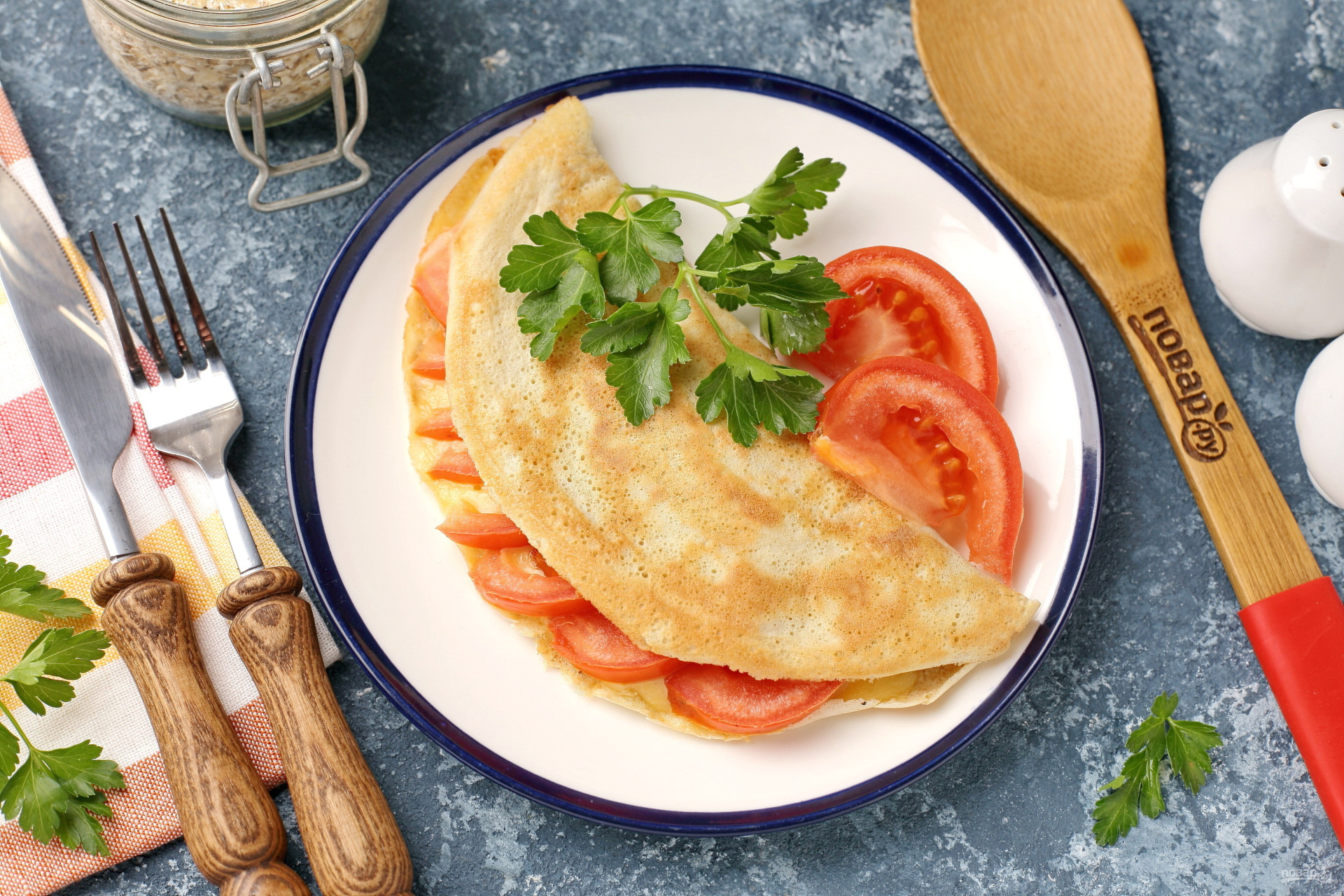 Овсяноблин с сыром и помидорами - пошаговый рецепт с фото на Повар.ру