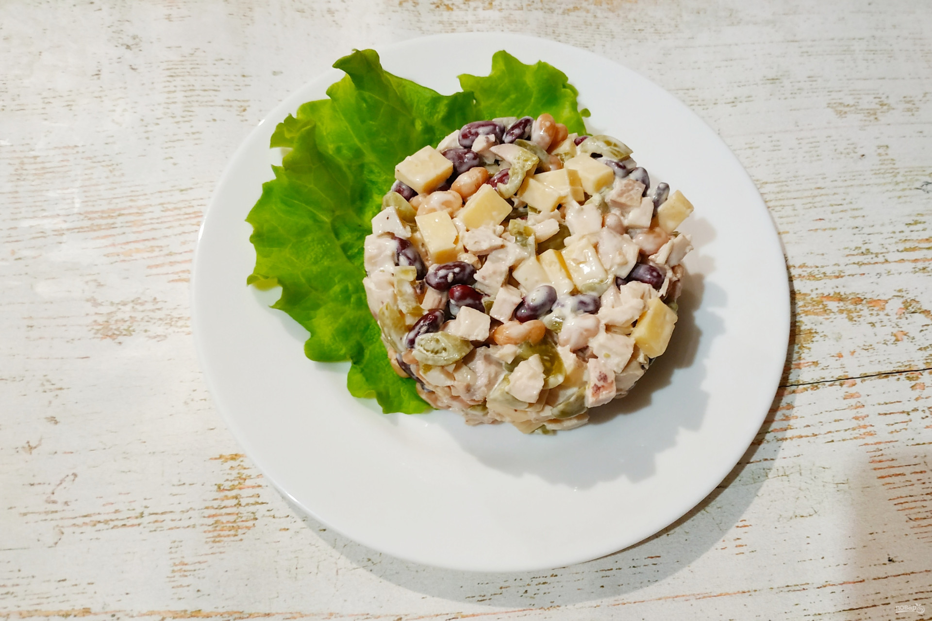 Салат с курицей и фасолью консервированной рецепт с фото пошагово