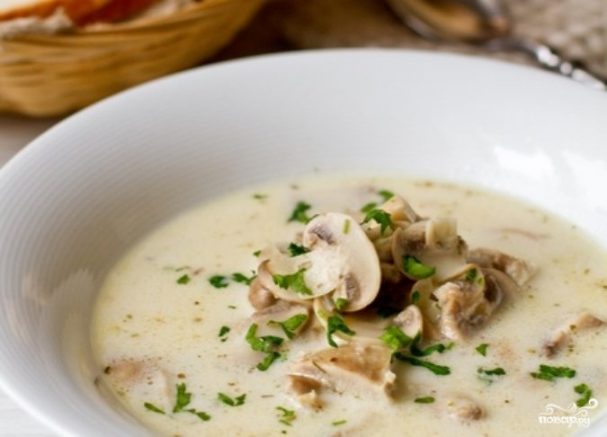 Сливочный суп с грибами  