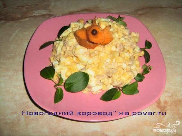Новогодний салат Курица с ананасом