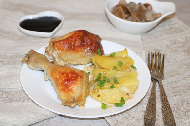 Картофель с курицей в сливках