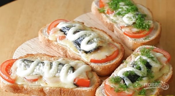 Бутерброды С Сыром И Шпротами Фото
