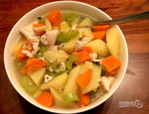 Суп с овощами и куриной грудкой
