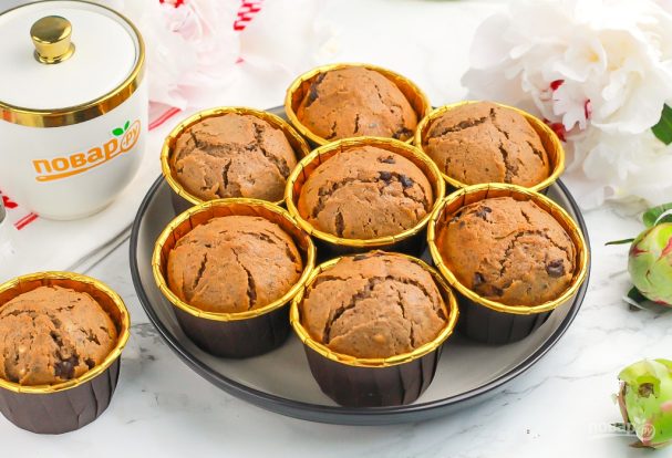 Шоколадные маффины с шоколадной крошкой