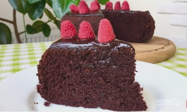 Очень простой шоколадный торт "на раз, два, три"