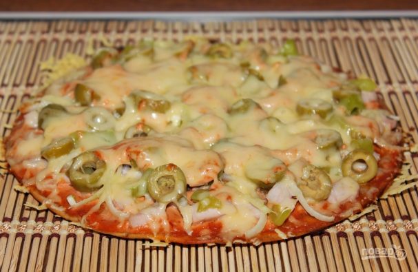 Пицца в духовке (тесто без дрожжей)