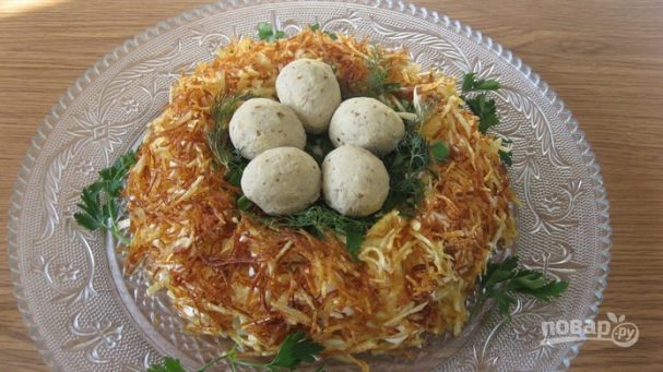 Салат гнездо глухаря рецепт классический пошаговый рецепт с фото