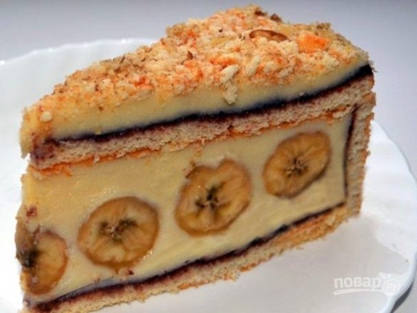 Банановый торт из готовых коржей