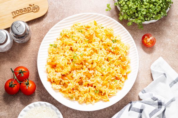 Тушеная капуста с рисом