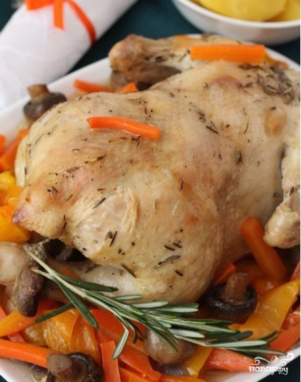 Курица с овощами в рукаве в духовке