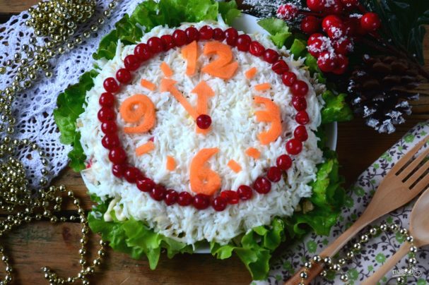 Салат Часы На Новый Год С Грибами