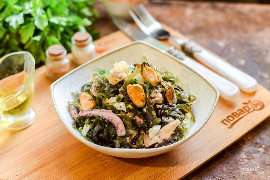 Рецепт салат из морской капусты. Калорийность, химический состав и пищевая ценность.