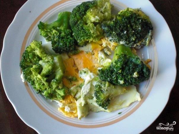 Брокколи с яйцом и сыром на сковороде