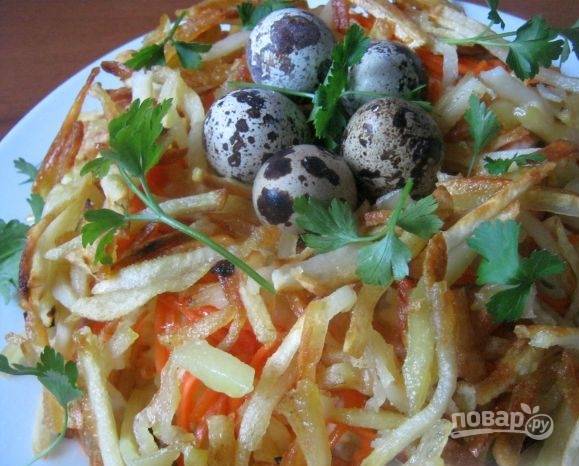 Салат с курицей «Гнездо глухаря» рецепт – Русская кухня: Салаты. «Еда»