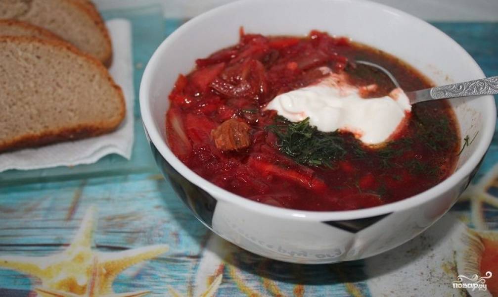 Красный борщ с тушенкой пошаговый рецепт с фото