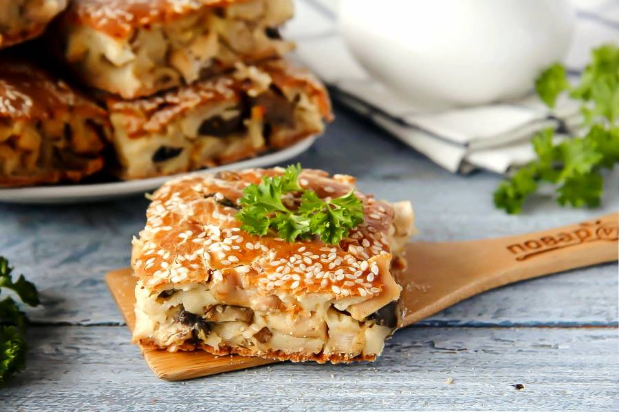 Лоранский пирог с курицей и грибами рецепт