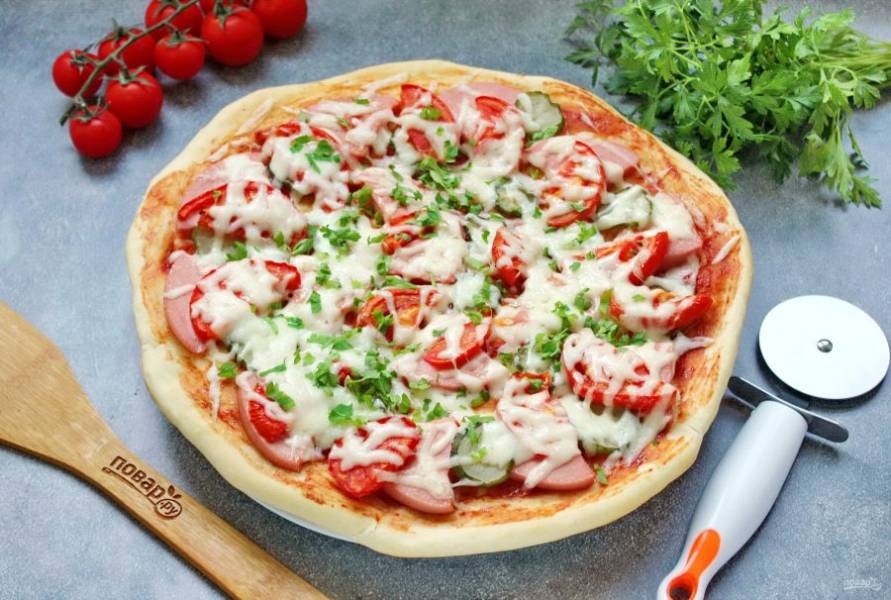 Итальянская пицца с колбасой и томатами – пошаговый рецепт приготовления с фото