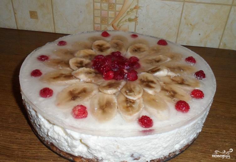 Восхитительный желейный торт с фруктами, без выпечки