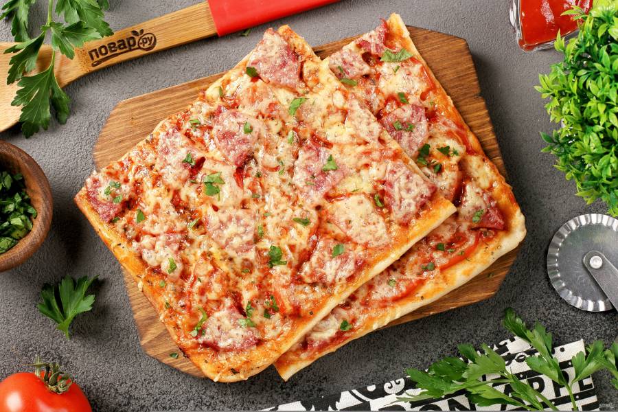 Пицца с сосисками , пошаговый рецепт на ккал, фото, ингредиенты - Галина