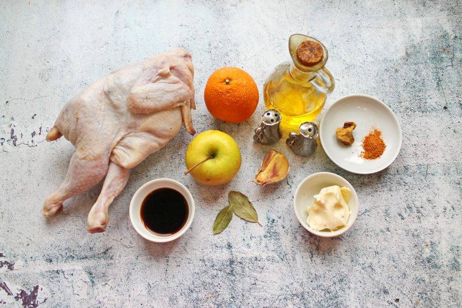 Курица фаршированная яблоками и апельсинами рецепт с фото