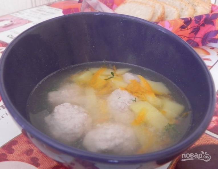 Суп с фрикадельками без зажарки