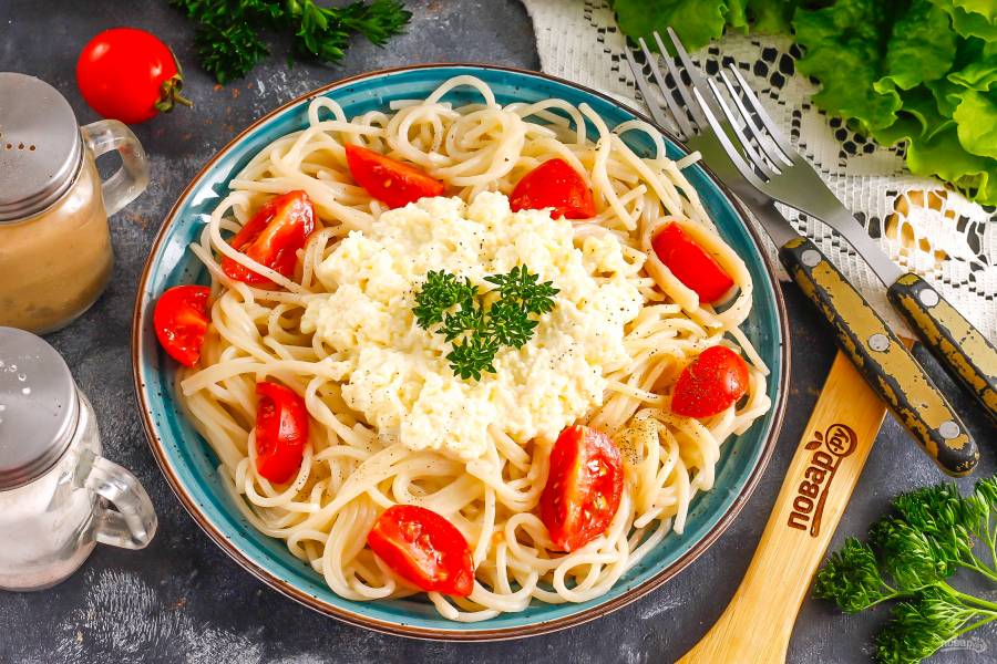 Спагетти с творожным сыром